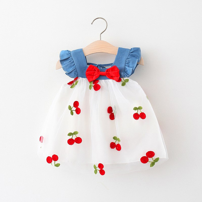 Denim Cherry Skirt White