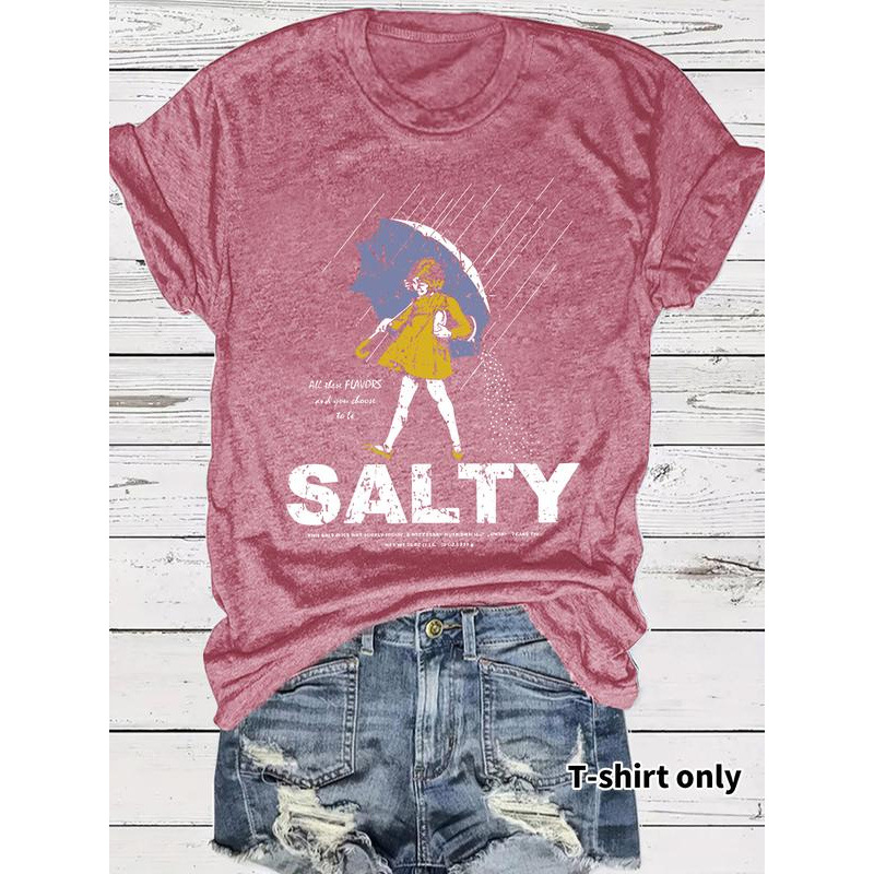 Womens Umbrella Girls Printed Crew Neck Dress