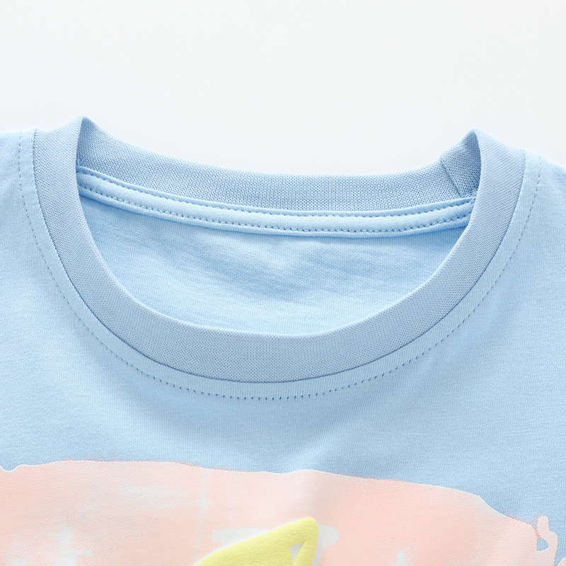 Summer New Stylish Little Girl Round Neck Short Sleeve Striped Pants Set