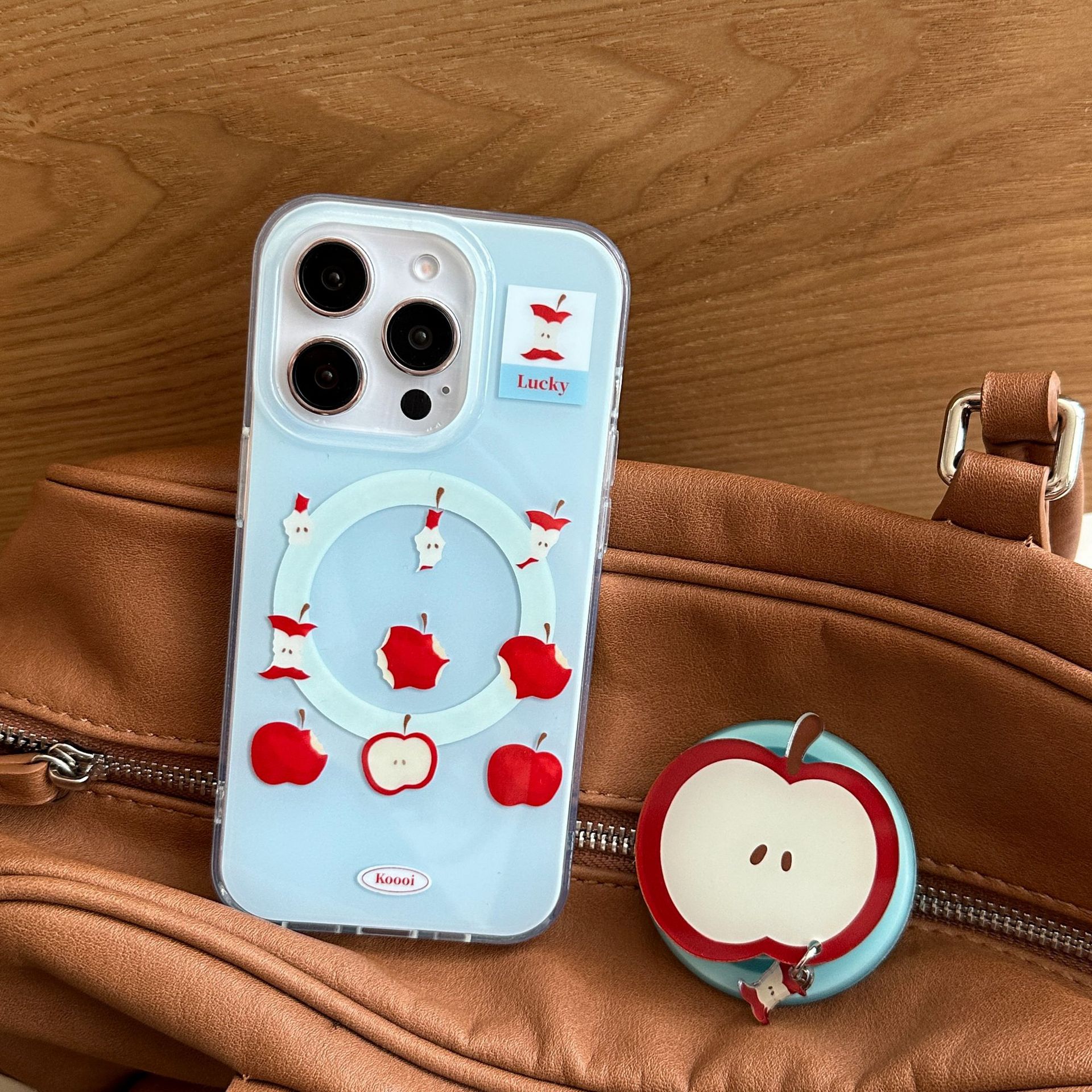 Simple Blue Background Magnetic Pendant Phone Case - Image 3