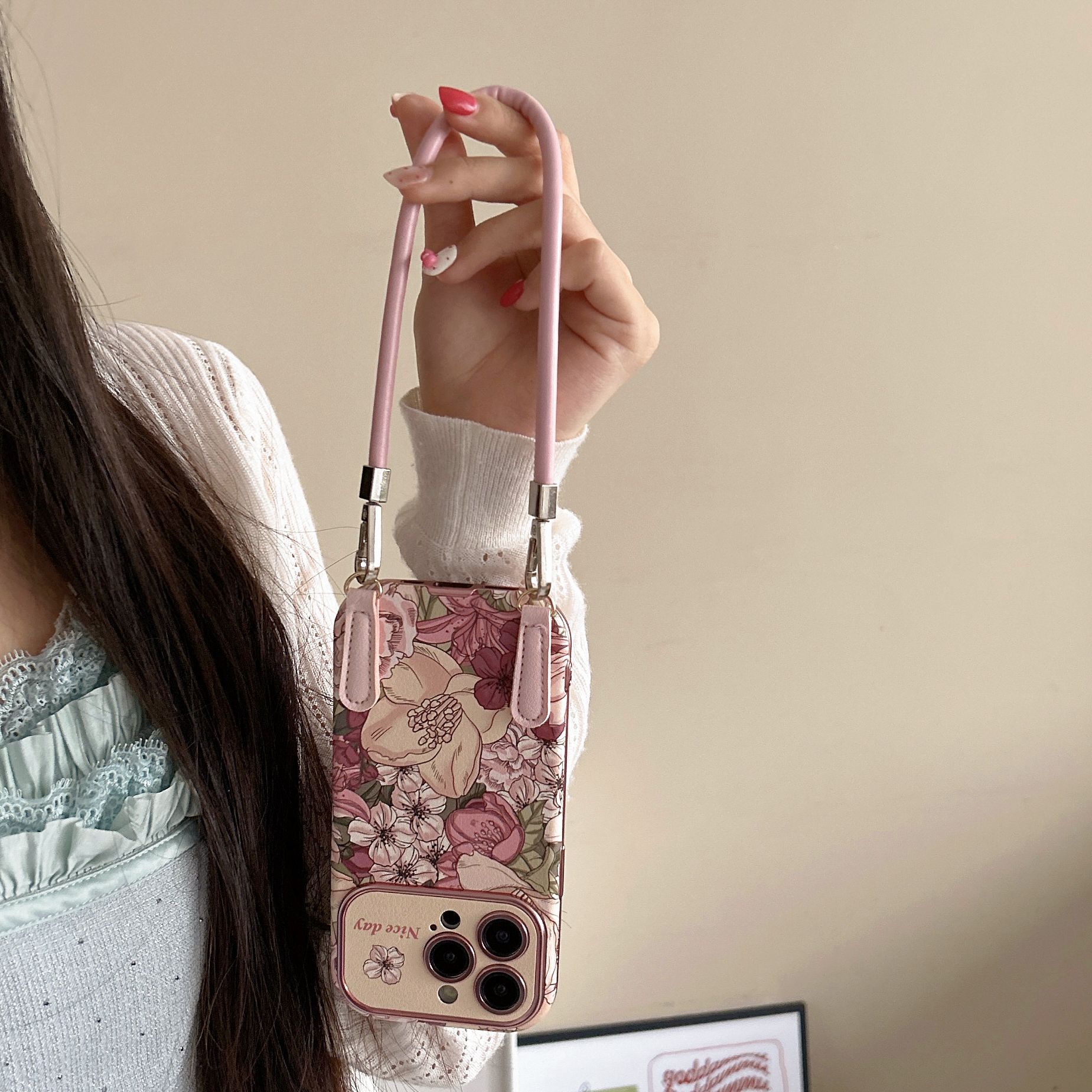 Retro Oil Painting  Flowers Leather Phone Case