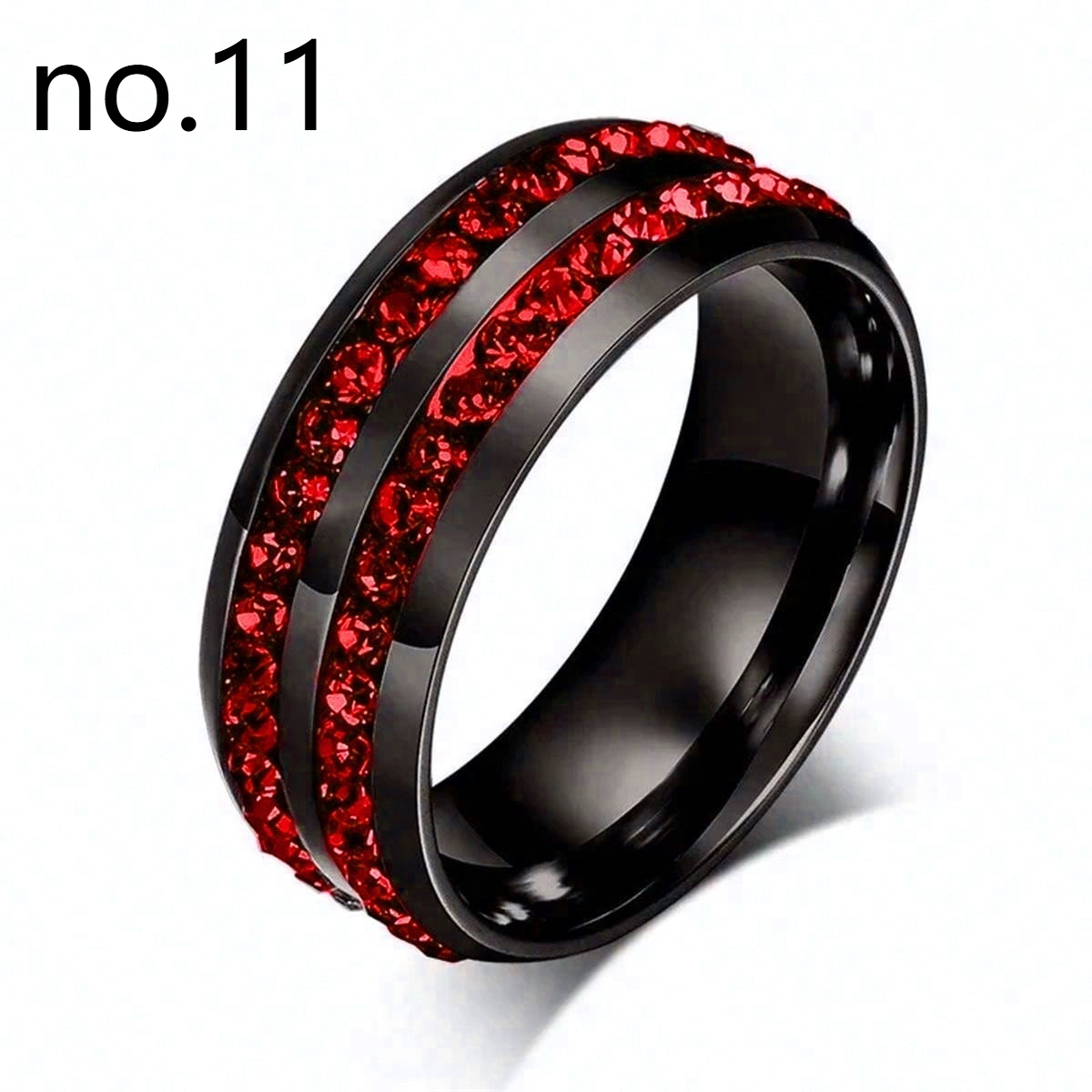 Popular Double Row Red Diamond Purple Stone Couple Ring