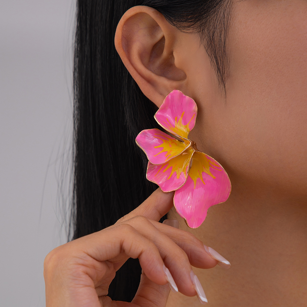 Irregular Petal Stud Earrings For Women Pastoral Colorful Flower Design