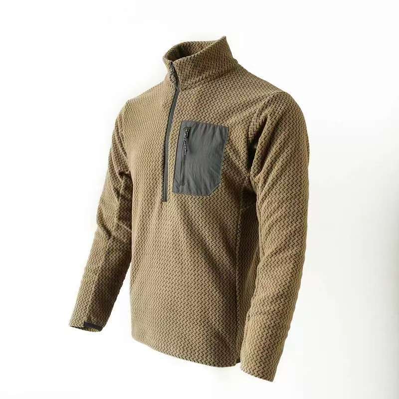 Spring And Autumn Outdoor Pullover High-end Wave Pattern Fleece Sweater