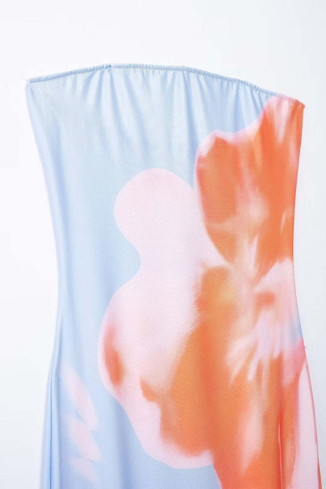 Pure Desire Style Tube Top Flower Print Slim Fit High Waist Slit Dress