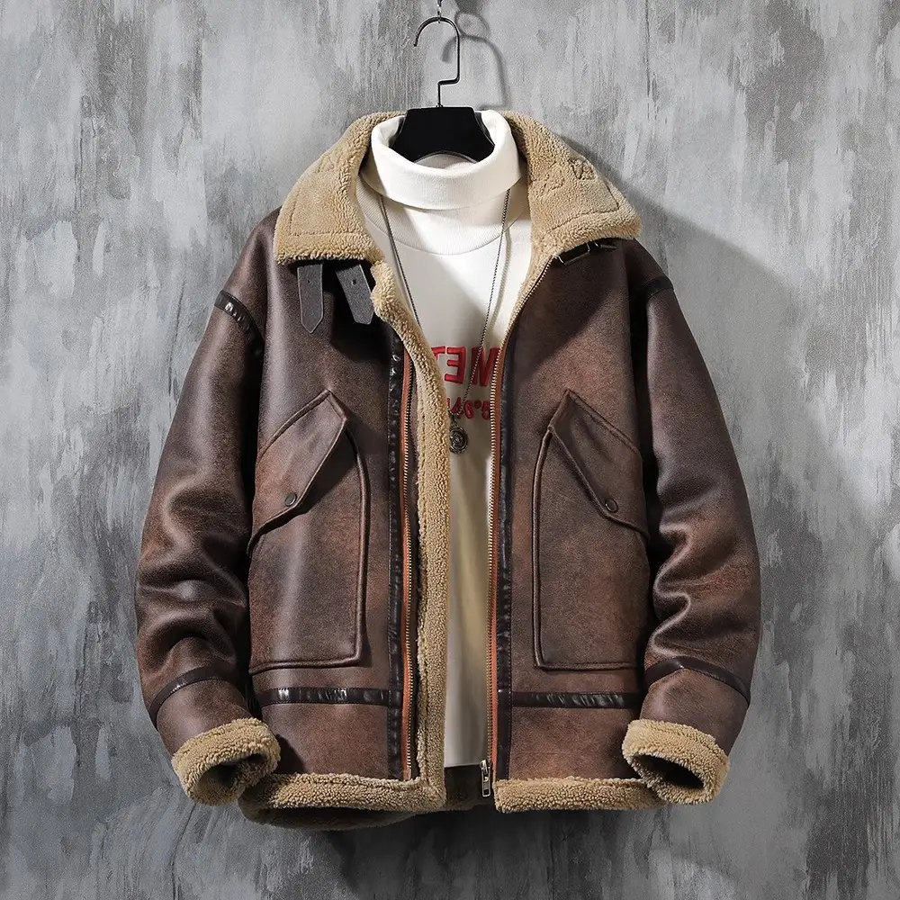 Men's Fashion Single-layer Fleece-lined Padded Jacket Lamb