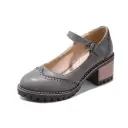 British-style Retro Artistic Chic Chunky-heeled Low-cut Womens Shoes view 12