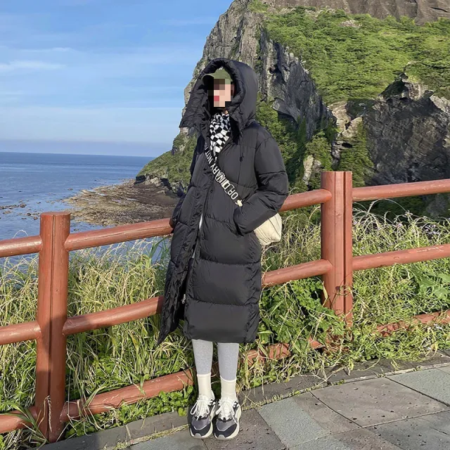 Loose Thick Long Stand up Collar Hoodie Padded Coat Cotton padded Coat Black - Shop at LoveMi
