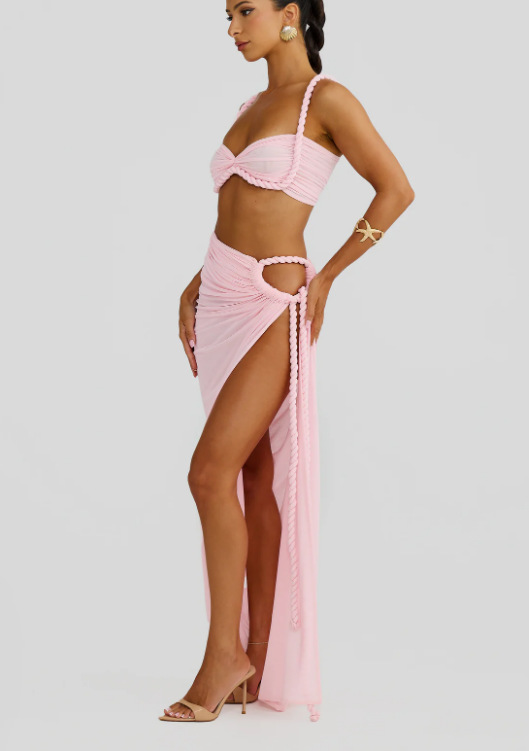 Women's Stylish Beach Vacation Style Twist Suit Skirt Pink - Shop at LoveMi