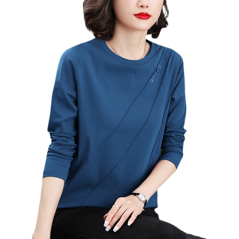 Round Neck Long Sleeve T-shirt Loose Bottoming Shirt Fashion Red Top
