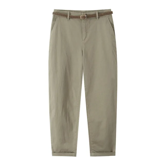 Fashion Three color Woven With Belt Casual Pants Army Green - Shop at LoveMi