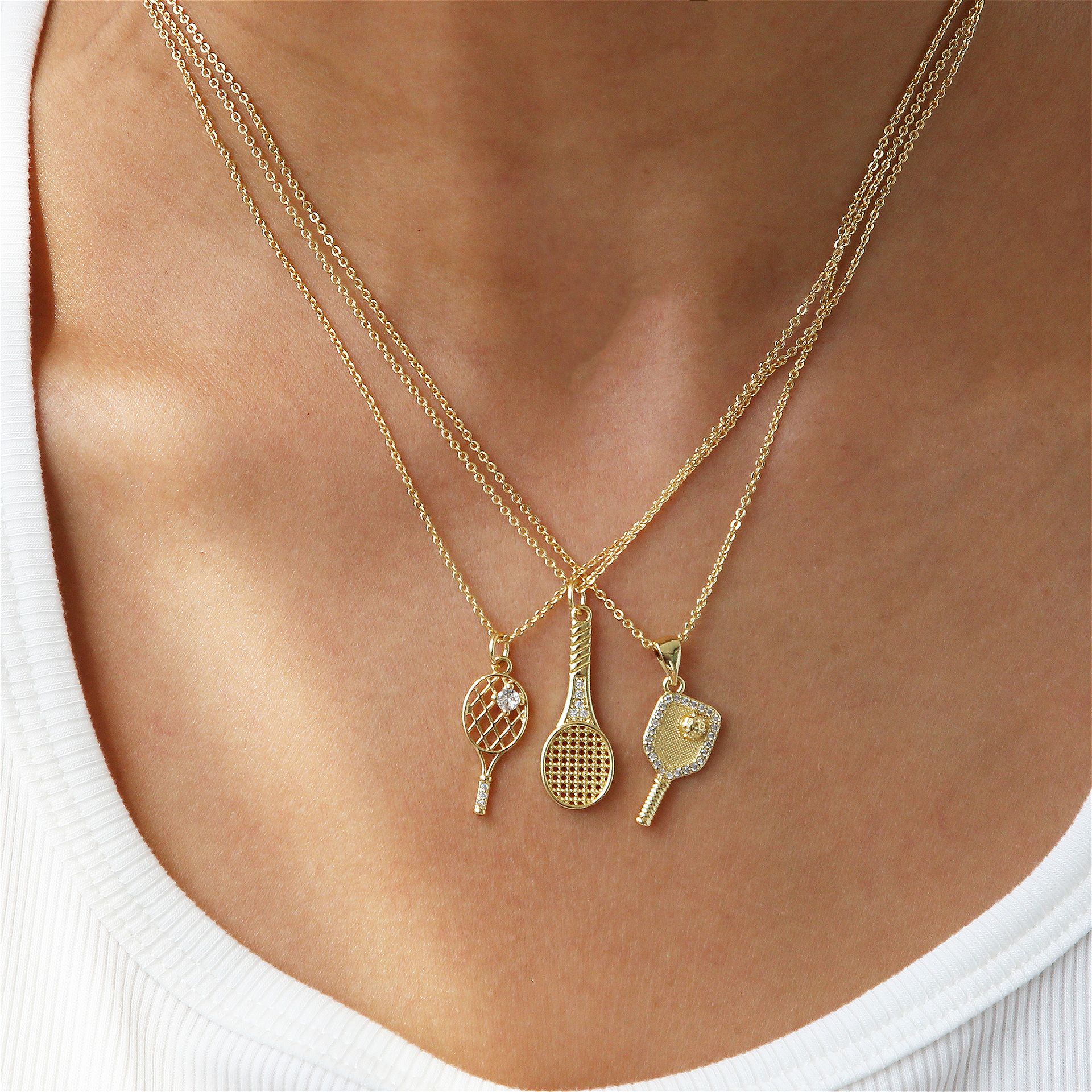 18k Gold Zirconia Sporty style Small Pendant Necklace