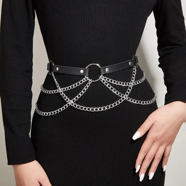 Women's Versatile Tassel Leather Waist Chain Black - Shop at LoveMi