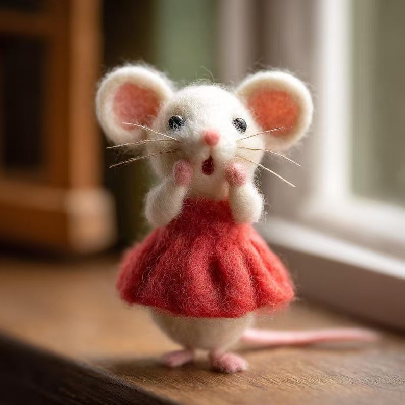 Felted Wool Christmas Little Mouse 7