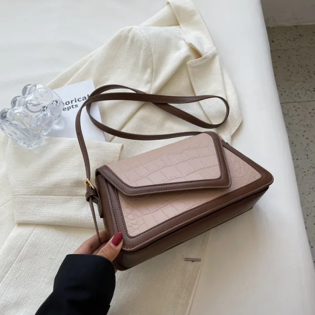 Stone Pattern Square Bag All match One shoulder High Sense Khaki - Shop at LoveMi