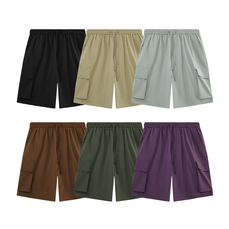 Wrinkle-feeling Workwear Shorts Mountain Camping Large Pocket Straight Shorts