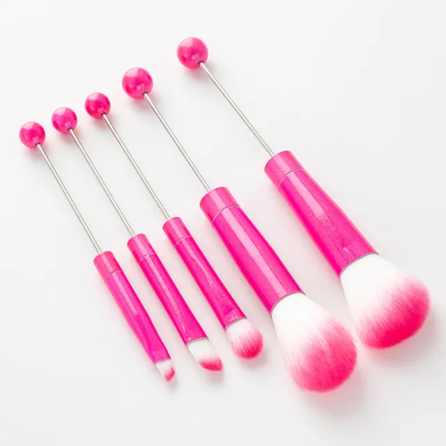 Beaded Makeup Brush With Metal Handle Suit Makeup Tools Rose Red Handle - Shop at LoveMi