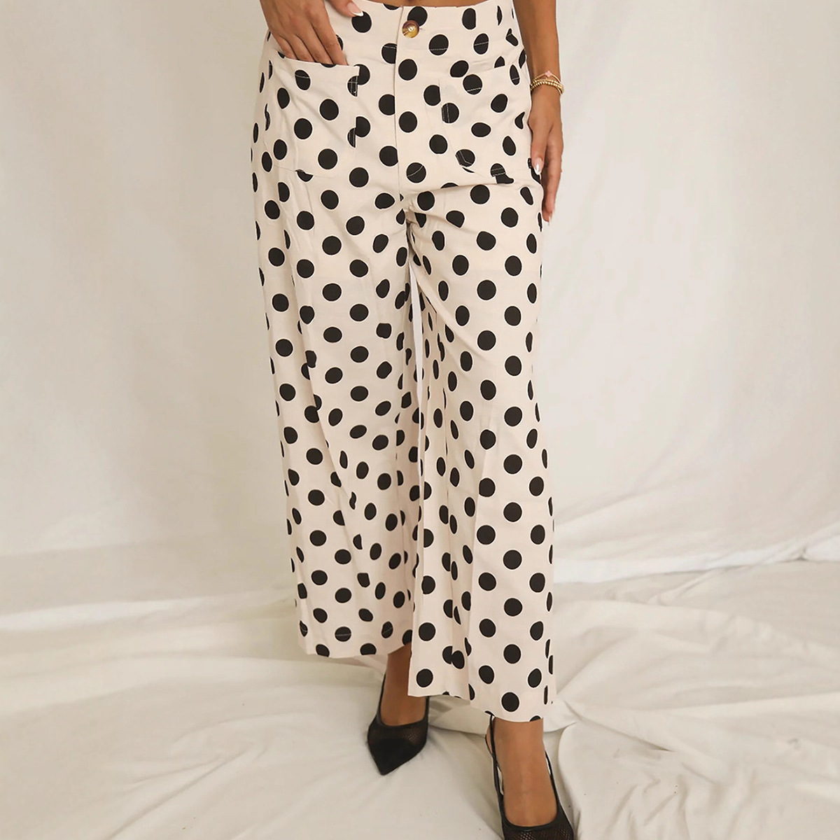 Stylish And Playful Polka-dot Print Slimming Casual Pants For Women