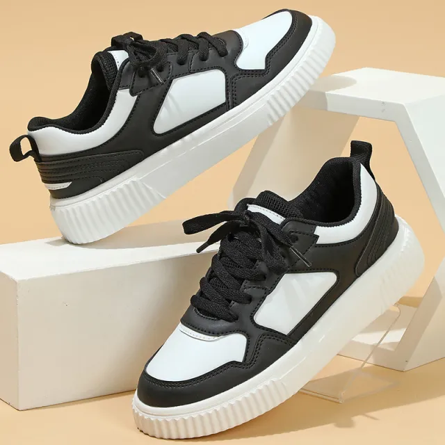 Platform Fashion Lace up Casual Sneaker Soft Bottom Comfortable Black - Shop at LoveMi