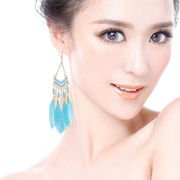 V-shaped Personality Long Feather Earrings