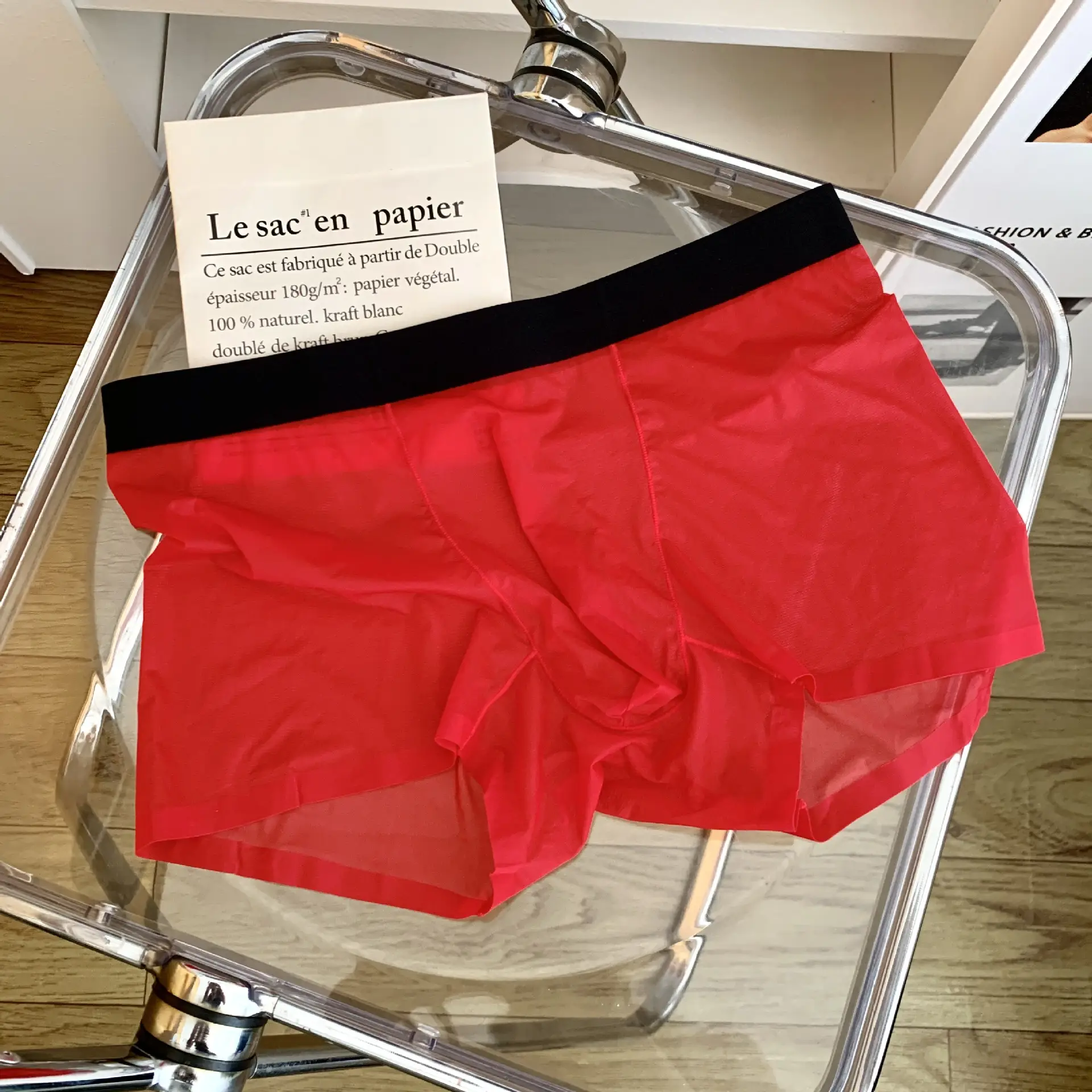 20D Ice Silk Nude Feel Seamless Ultra-thin Transparent Men's Underwear Boxers