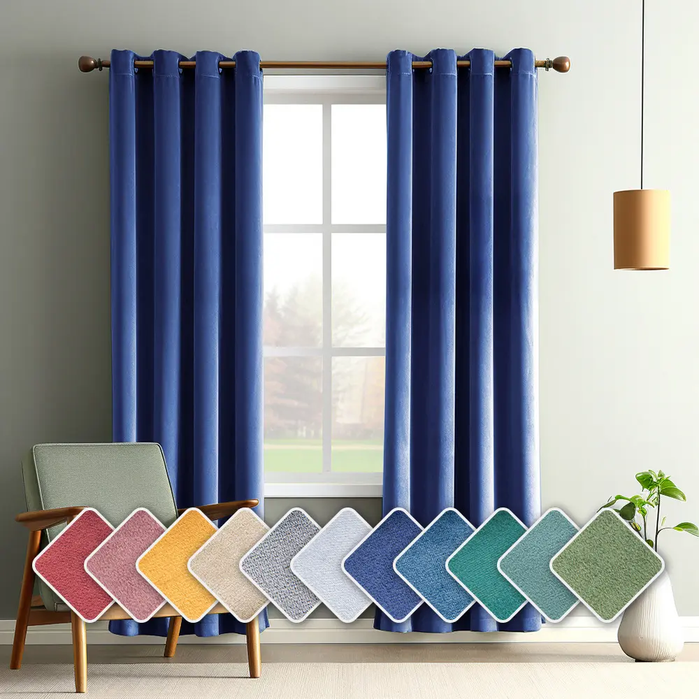 Solid-color Vintage Velvet Blackout And Heat-insulating Curtains