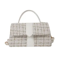 New Trendy Textured One-shoulder Crossbody Korean Women Bag - White - View 1