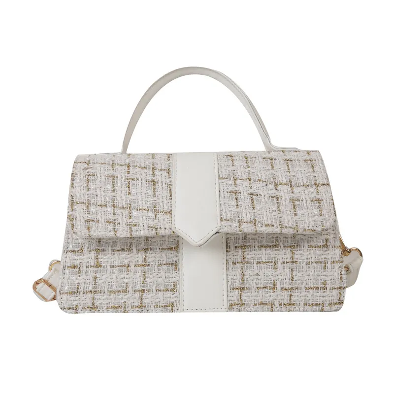 New Trendy Textured One-shoulder Crossbody Korean Women Bag - White