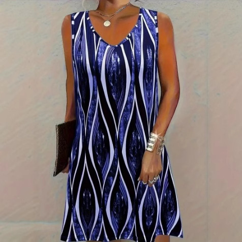 Casual Versatile And Stylish Striped V-neck Dress