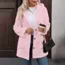 Hooded Solid-Color Cardigan With Buttons, Long-Sleeve Casual Jacket view 15