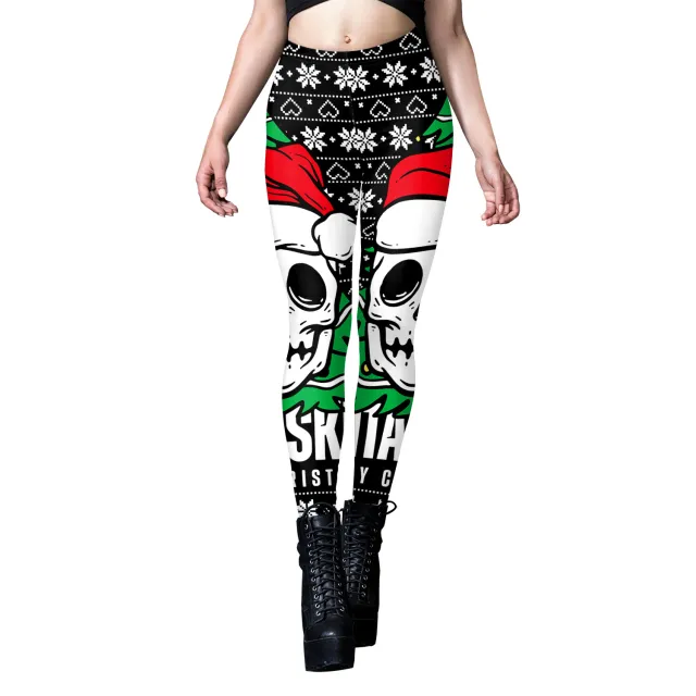 Women's Wansheng Skull Digital Printed Tapered Yoga Leggings B416 1067 - Shop at LoveMi