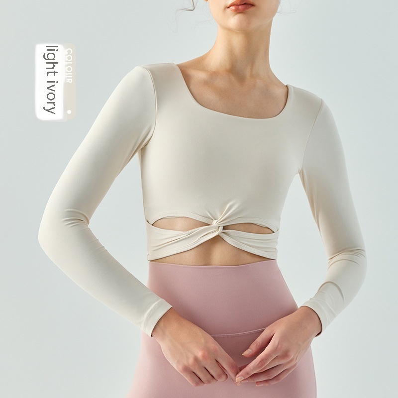 Women's Fashion Casual Solid Color Fitness Long-sleeved Upper Garment