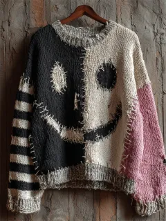 Digital Women's Printed Wear Round Neck Loose Feel Soft Sweater - Wy5467-S - View 1