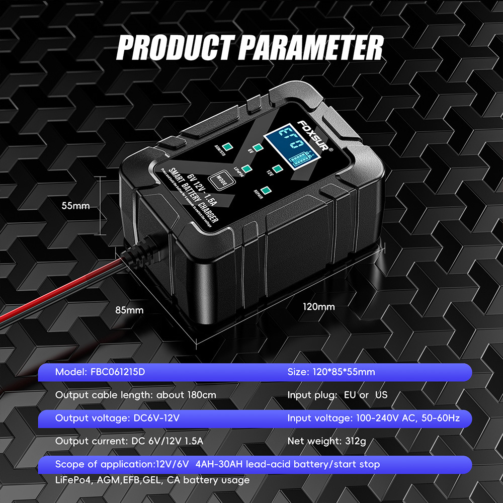 Title 8, 15A Mower Motorcycle Lead-acid Battery Charger