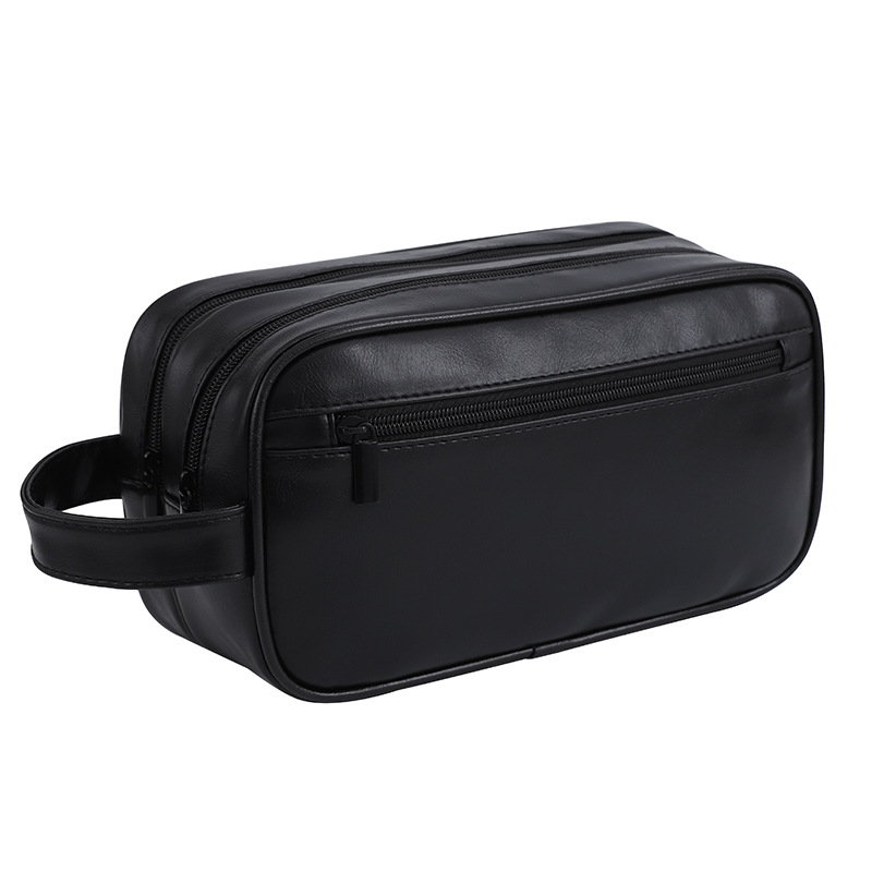 Cosmetic Bag Travel Portable Double Layer Men's PU Leather 5