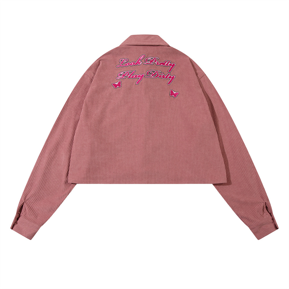 Design Embroidered Letter Butterfly Loose Cool Shirt