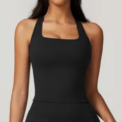 Women's Brushed H-shaped Beauty Back Sports Vest - Advanced Black - View 1