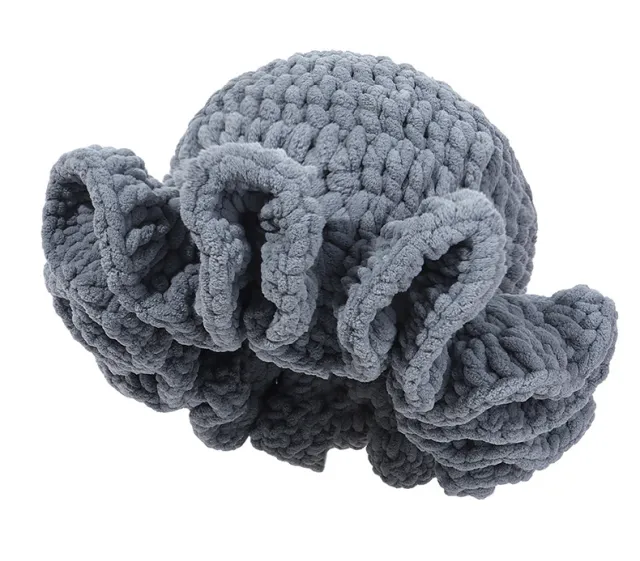 Knitted Pleated Ruffled Fashion Woolen Hat Bold Gray - Shop at LoveMi