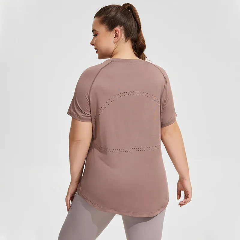 Large Size Long Thigh-length Thin Yoga Wear Mesh Beautiful Back Tank-top - Cream And Khaki
