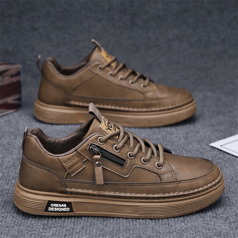 Casual Breathable Solid-color Trendy Lace-up Round-toe Sneakers