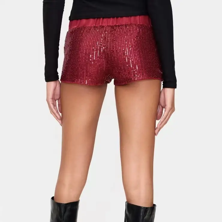 European And American-style Heavy-work Sequined Shorts For Women