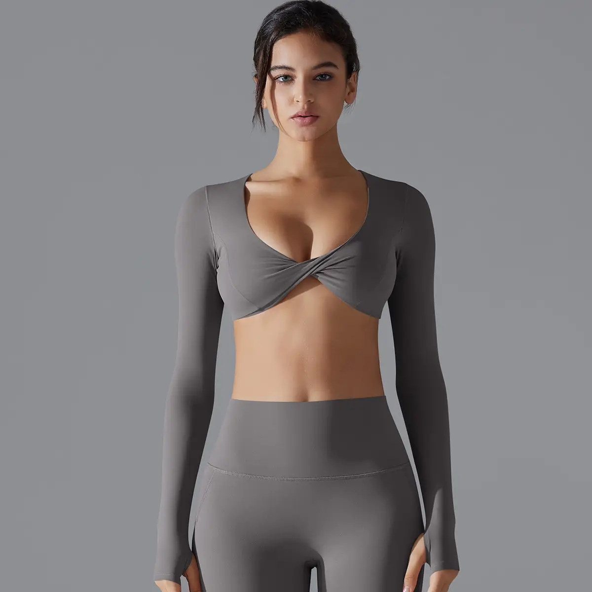 Deep V-neck Figure-hugging Breathable Cross-over Yoga Wear