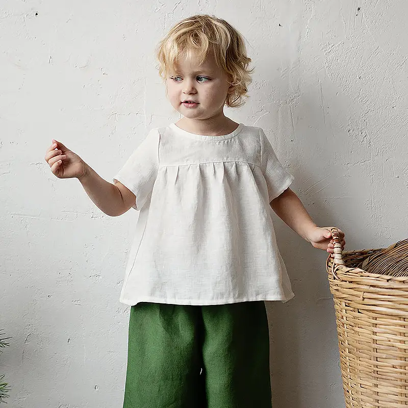 Mori Style Cotton And Linen Short-sleeved T-shirt Cute Children's Jacket Summer New