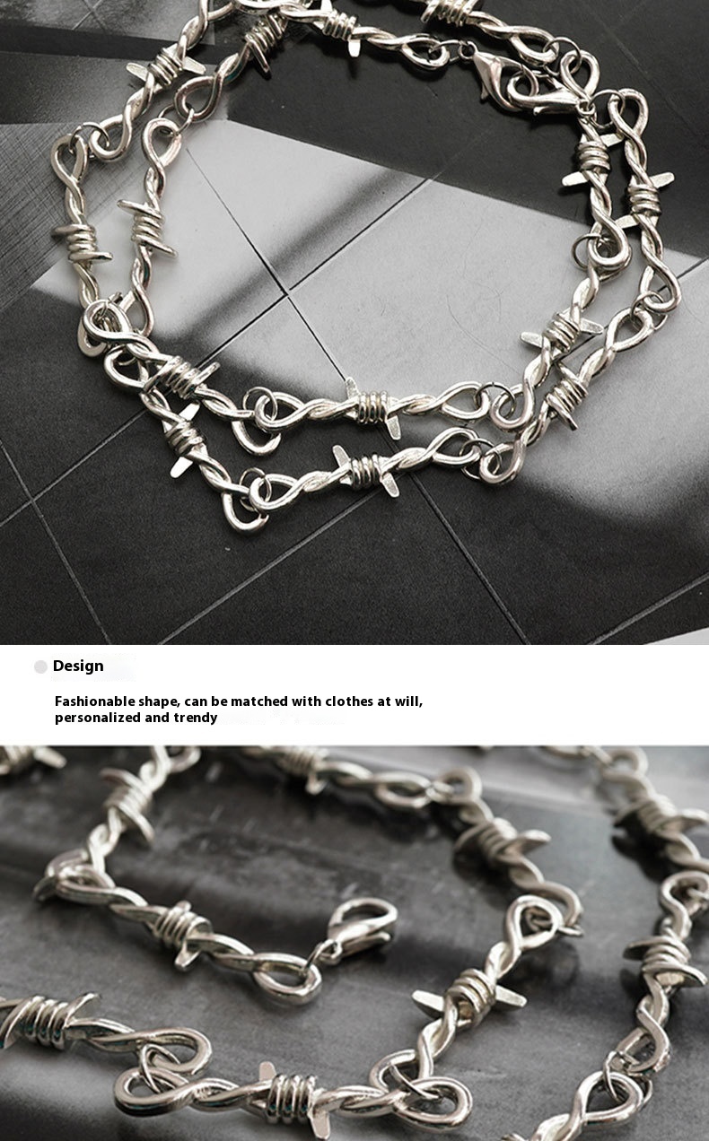Retro Hip Hop Necklace Alloy Thorn Necklace Bracelet