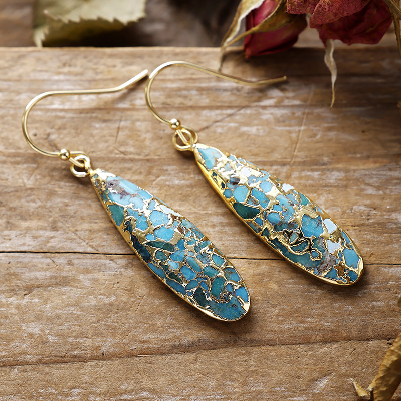 Women's Fashion Turquoise Long Drop Bohemian Earrings