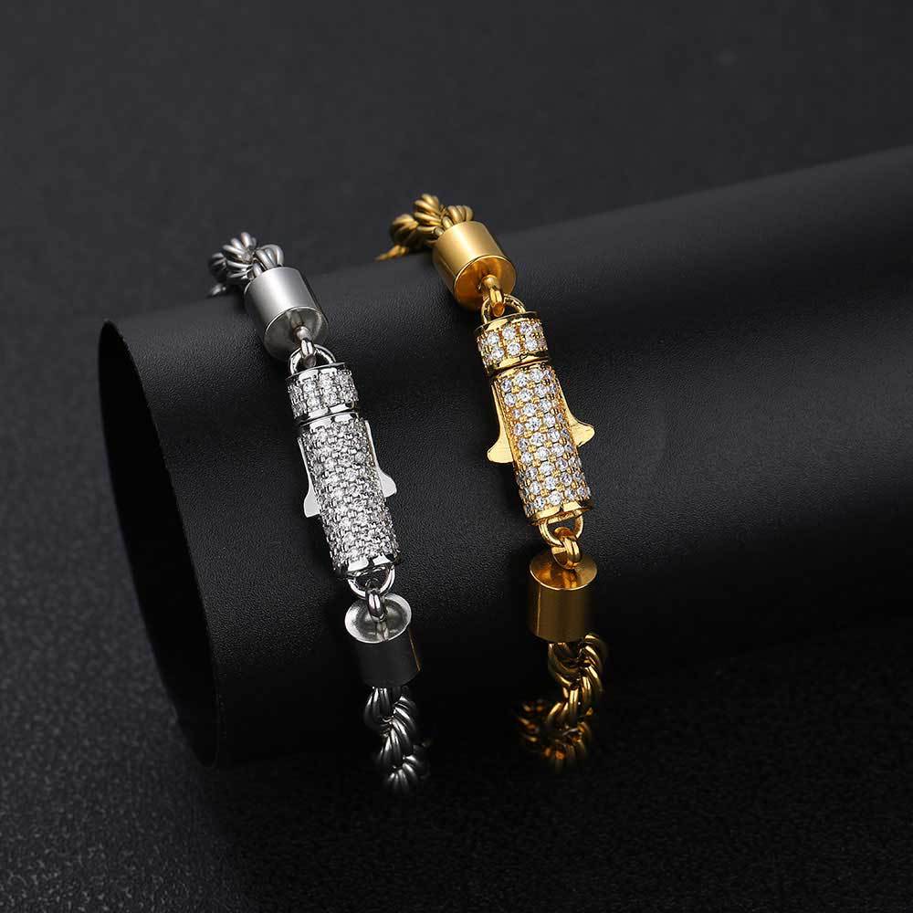 European And American Ddiamante Buckle Stainless Steel Chain Hemp Flowers Chain