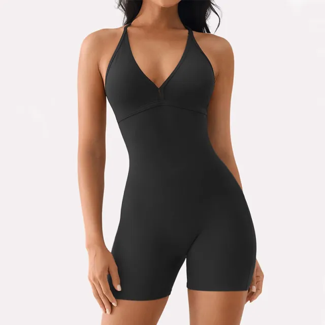 Backless Nude Feel Long Sleeve Yoga Jumpsuit Black - Shop at LoveMi