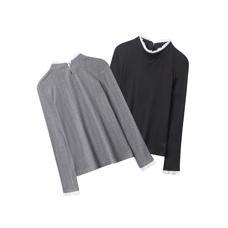 European And American Autumn Bow Lace Design Long Sleeve