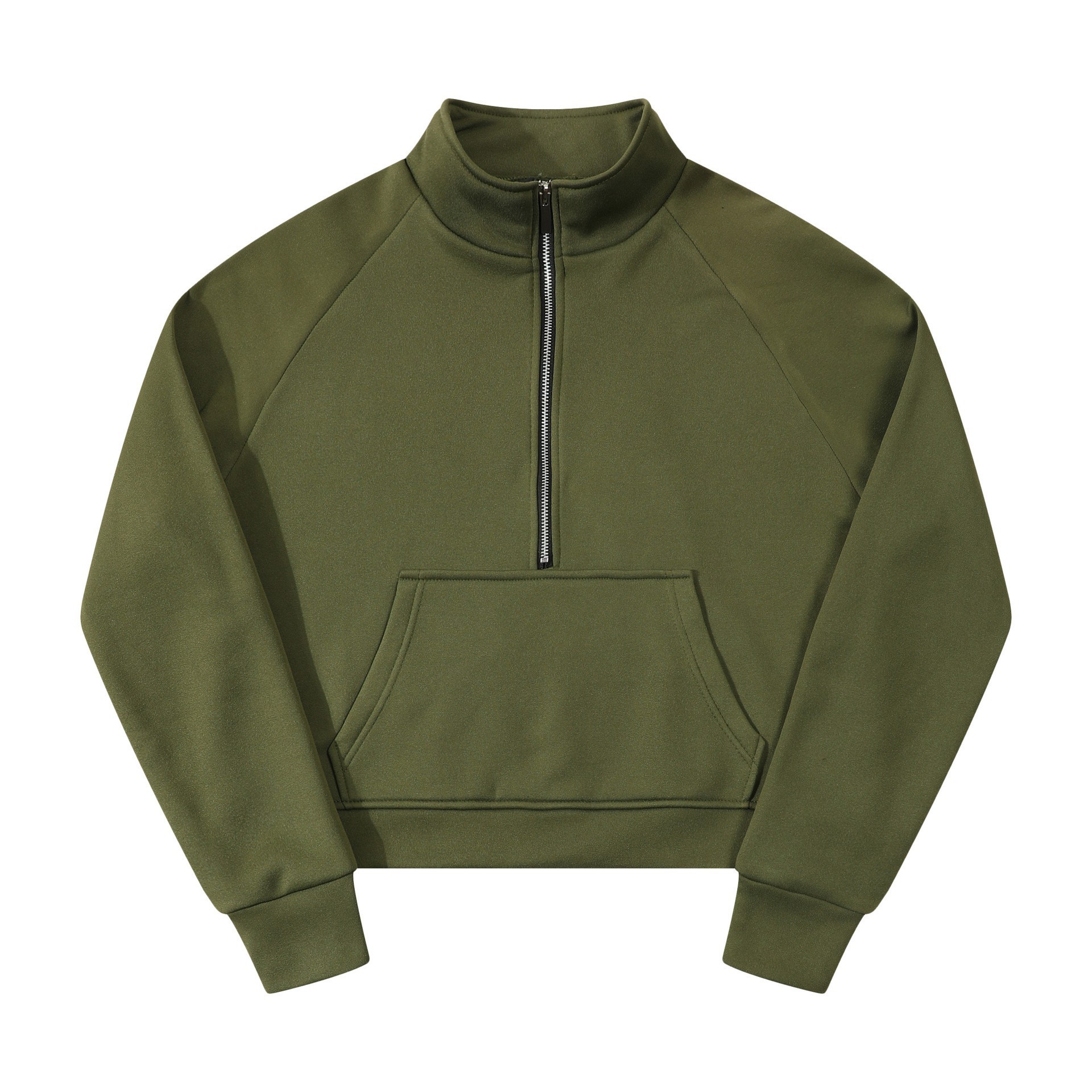 Fleece Loose Half Zipped Stand Collar Long Sleeve Sweater — product photo 15