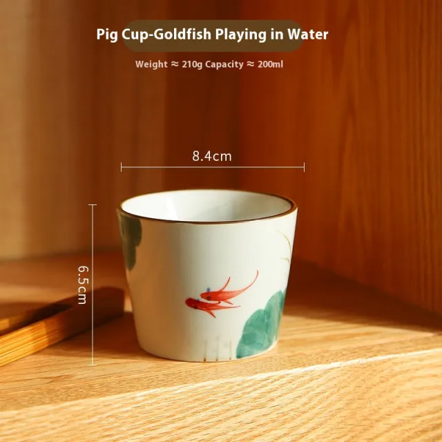 Kung Fu Tea Cup Ceramic Cup For Tea Cooking Goldfish Playing Water - Shop at LoveMi